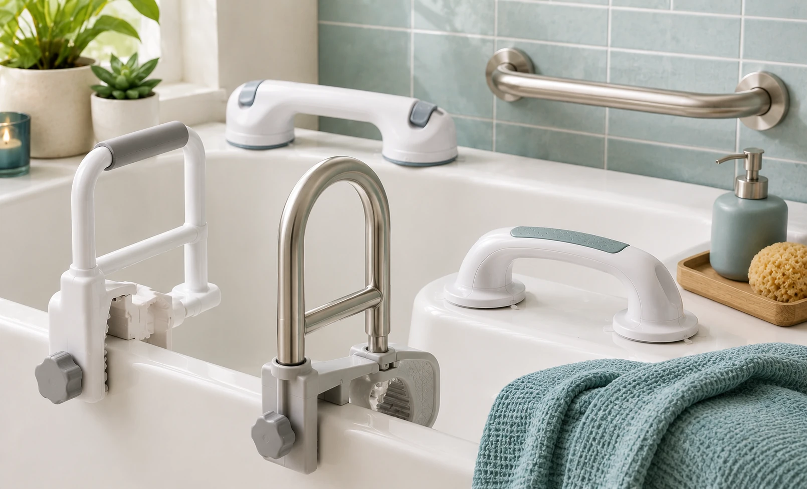 Best grab bars for bathtubs 2026: no-drill suction and permanent drilled options compared