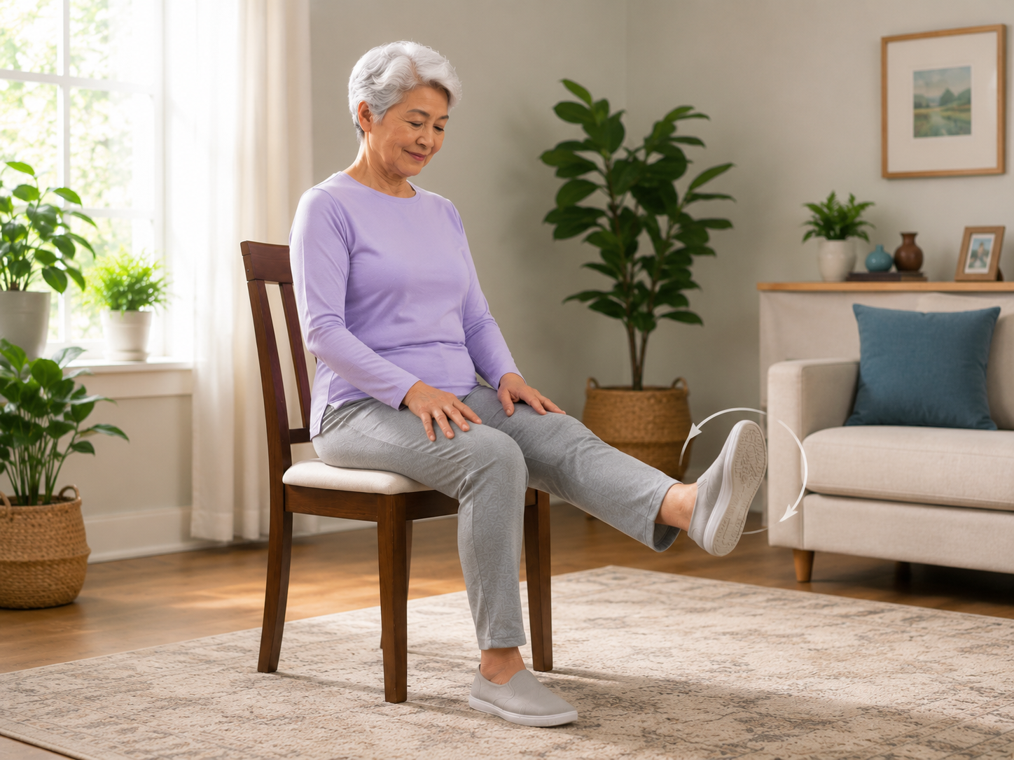 Ankle Rotations - chair yoga printable exercise demonstration