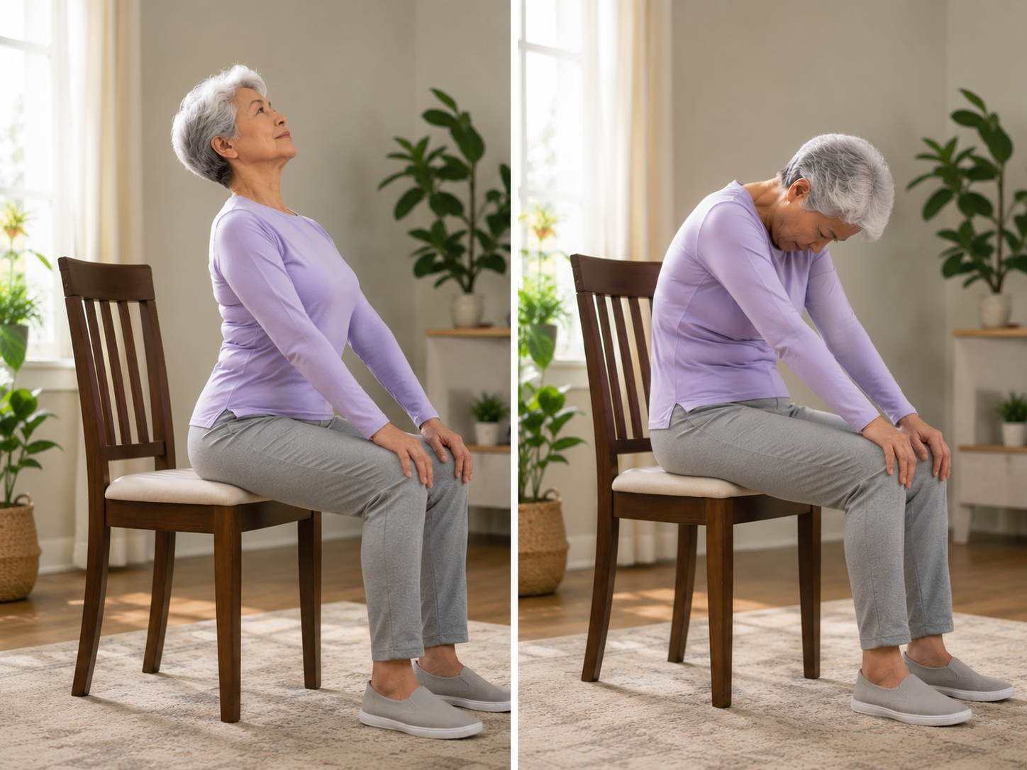 Seated Cat-Cow - chair yoga printable exercise demonstration