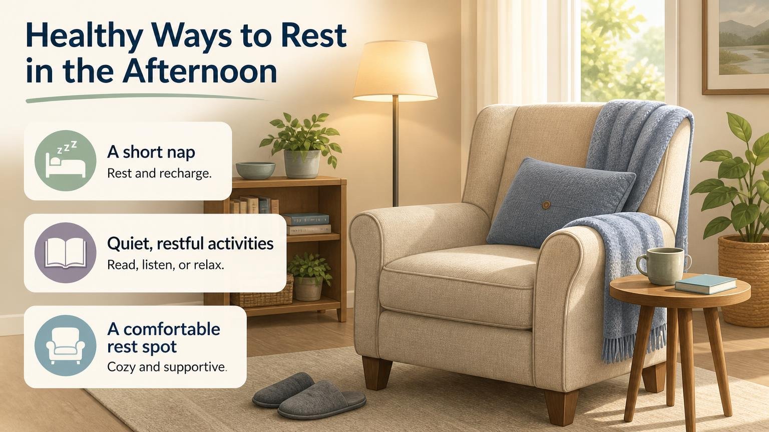 Illustration for Afternoon Rest for Seniors: Balancing Energy Through the Day: Healthy ways to rest in the afternoon