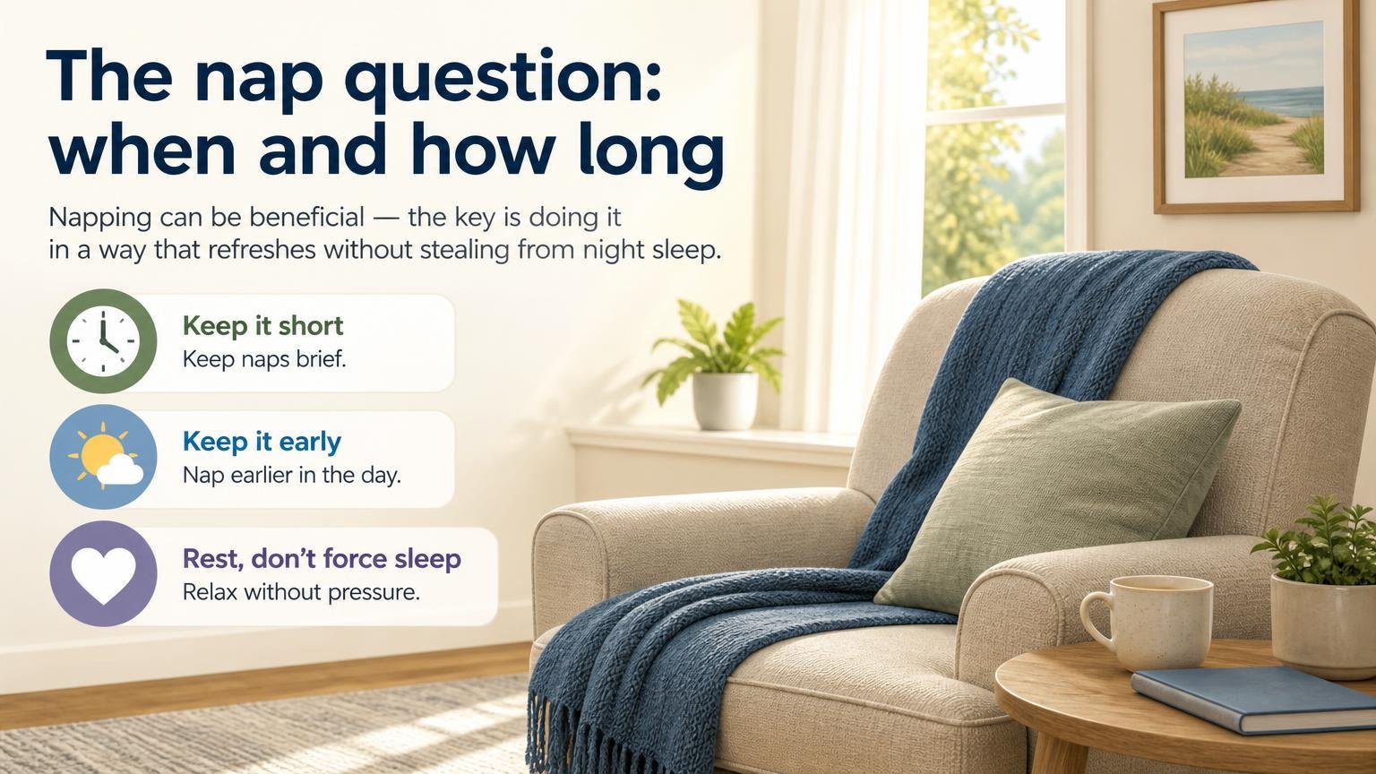 Illustration for Afternoon Rest for Seniors: Balancing Energy Through the Day: The nap question: when and how long