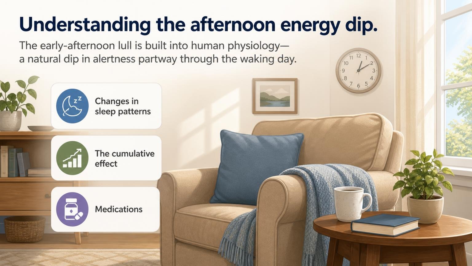 Illustration for Afternoon Rest for Seniors: Balancing Energy Through the Day: Understanding the afternoon energy dip