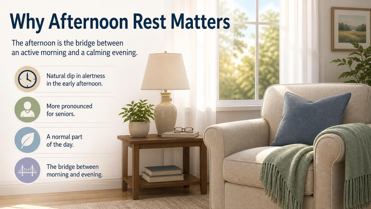 Illustration for Afternoon Rest for Seniors: Balancing Energy Through the Day: Why afternoon rest matters