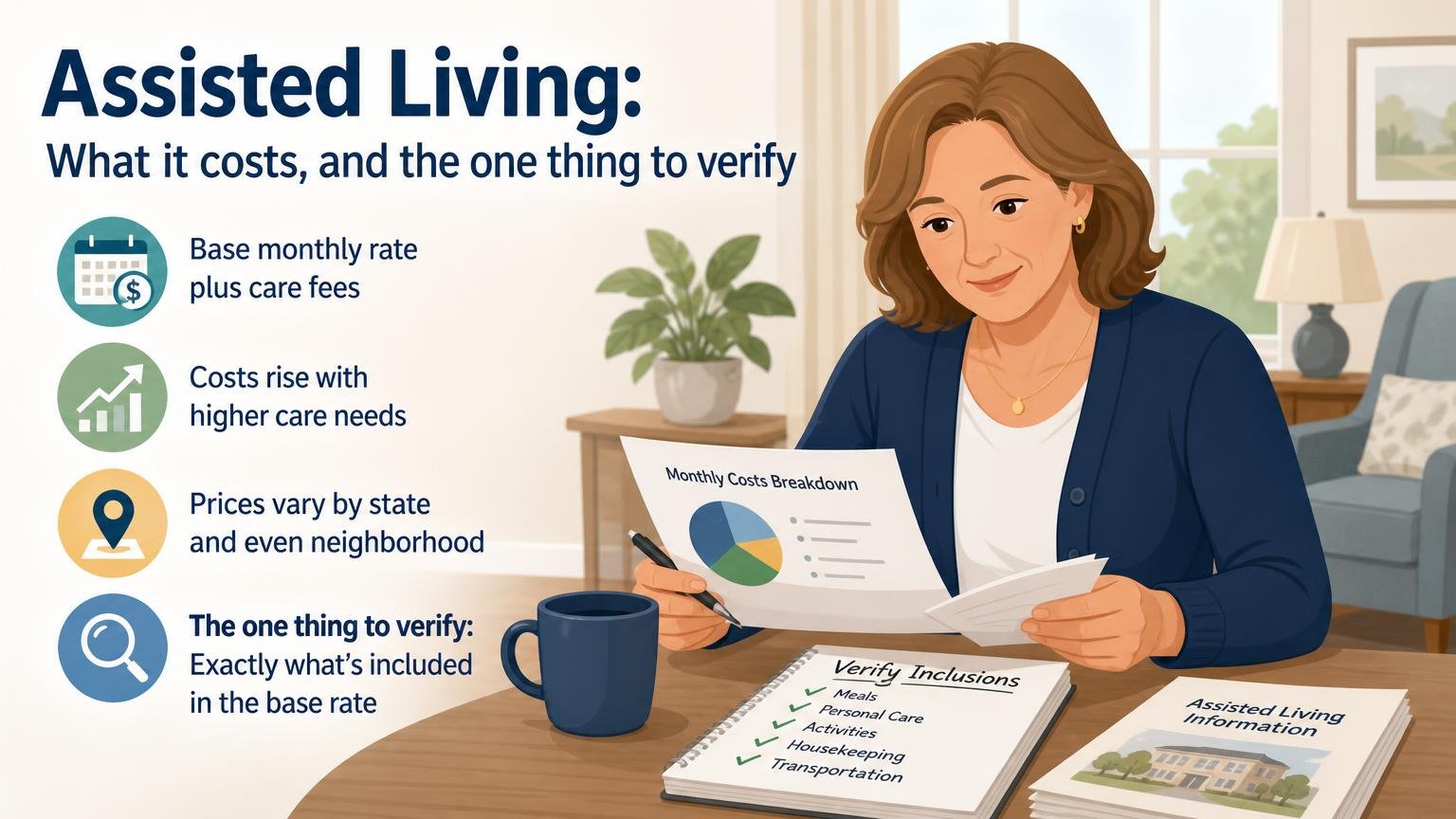Illustration for Assisted Living for Seniors: Costs, Medicare Coverage & What’s Included: What it costs, and the one thing to verify