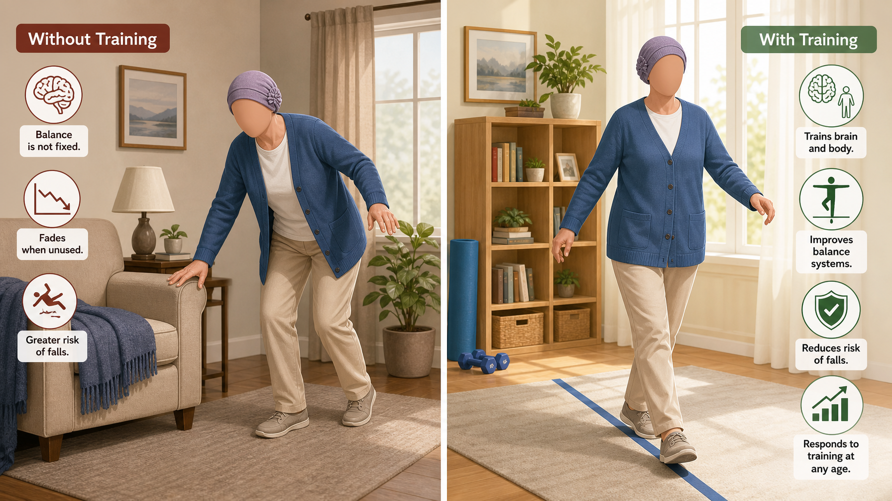 Illustration for Balance Exercises for Seniors: A Safe Step-by-Step Routine: Why balance training works