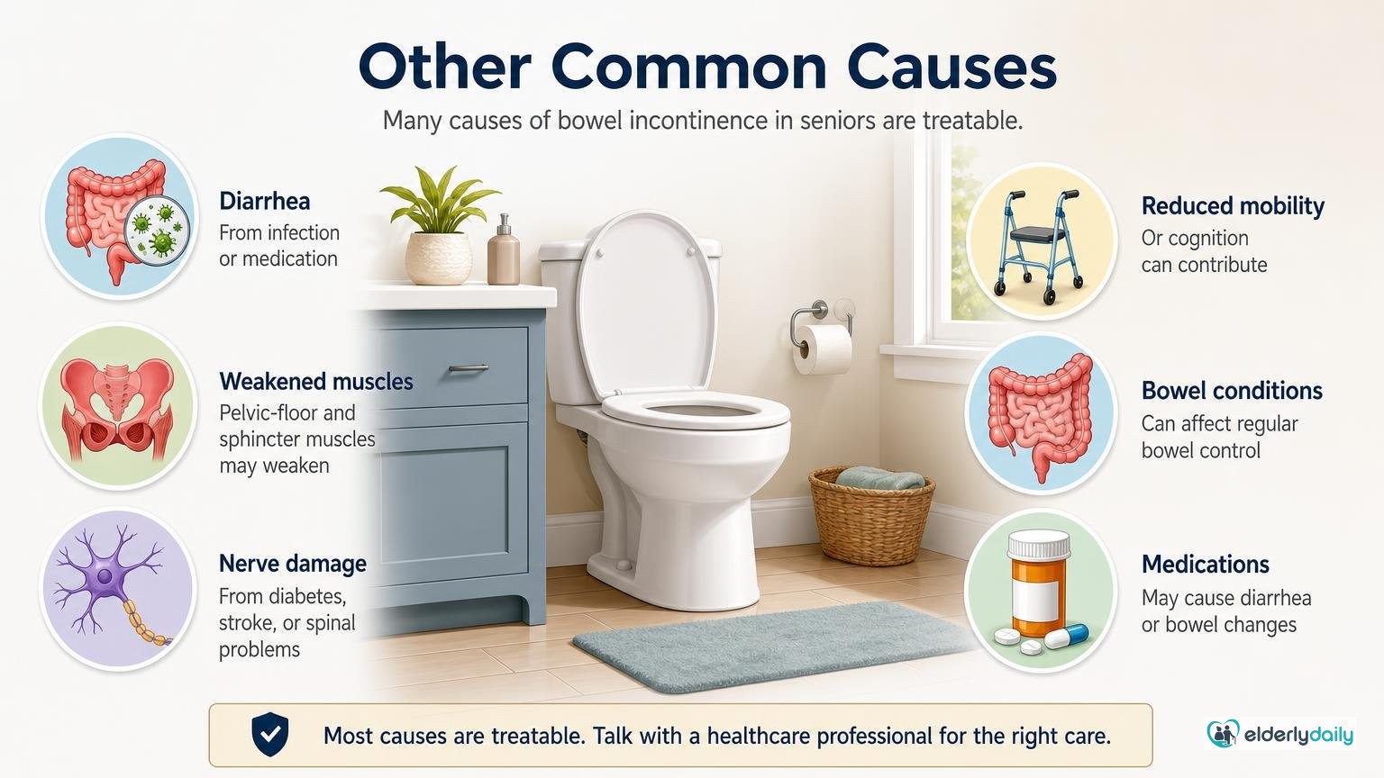 Illustration for Bowel Incontinence in the Elderly: Causes and Management: Other common causes