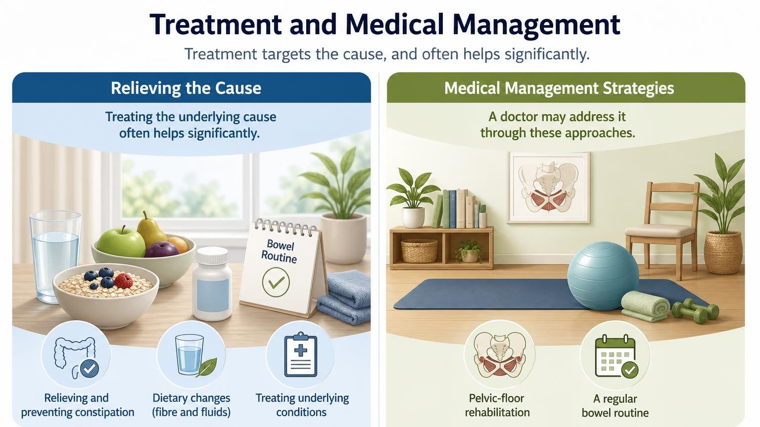 Illustration for Bowel Incontinence in the Elderly: Causes and Management: Treatment and medical management