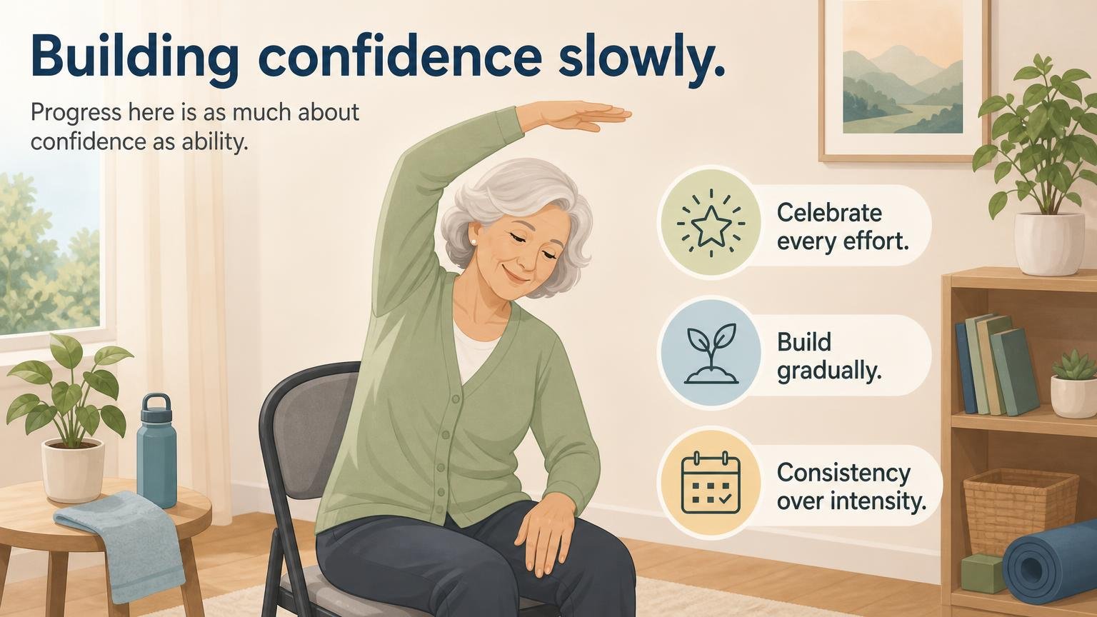 Illustration for Chair Yoga for Seniors With Limited Mobility: Building confidence slowly