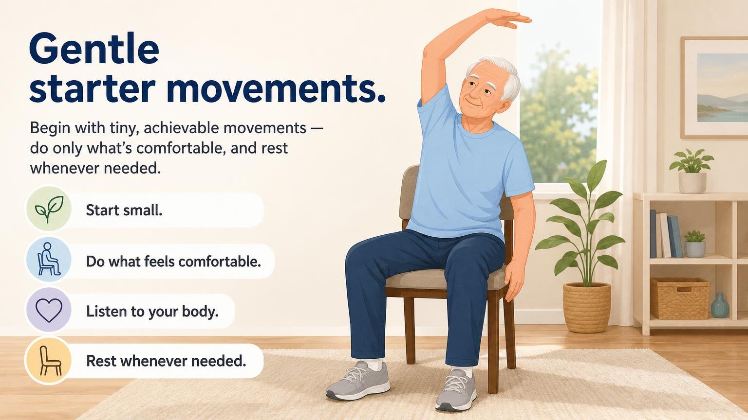 Illustration for Chair Yoga for Seniors With Limited Mobility: Gentle starter movements
