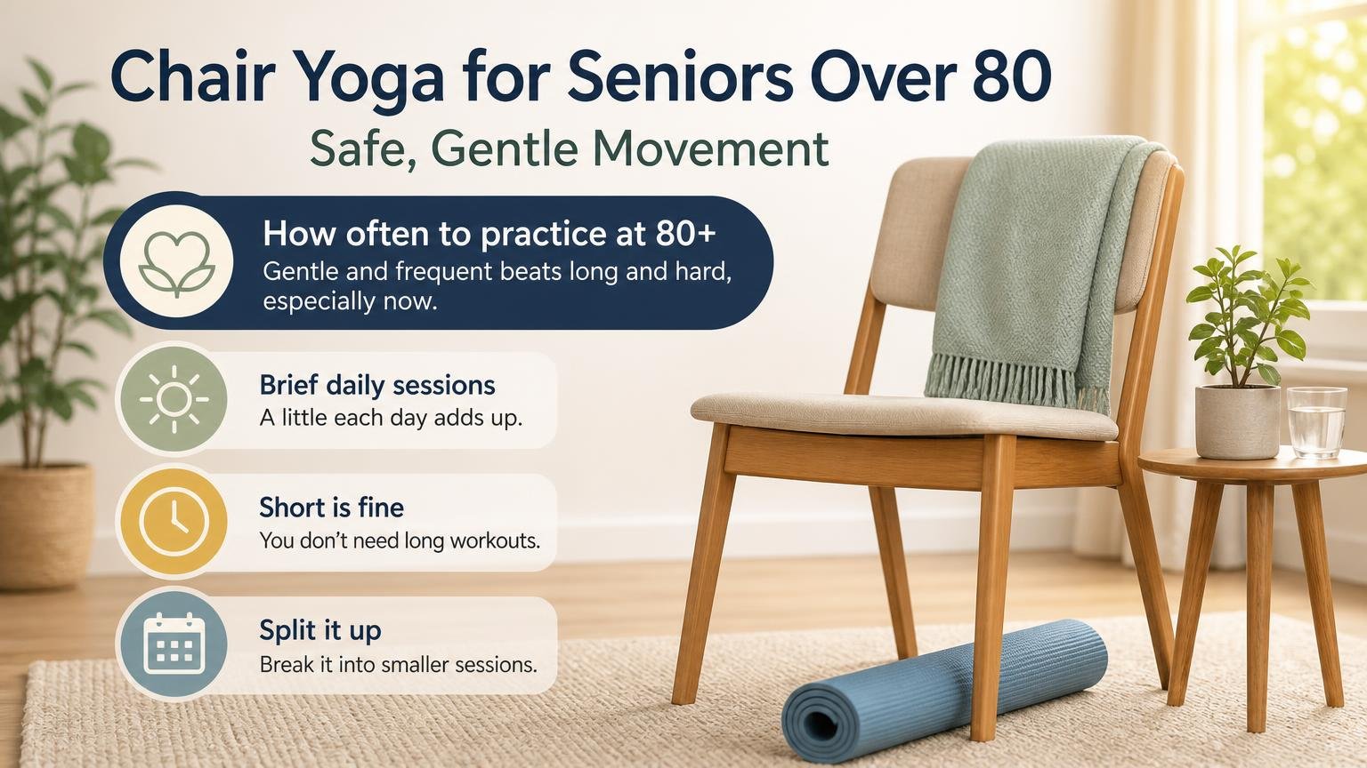 Illustration for Chair Yoga for Seniors Over 80: Safe, Gentle Movement: How often to practice at 80+
