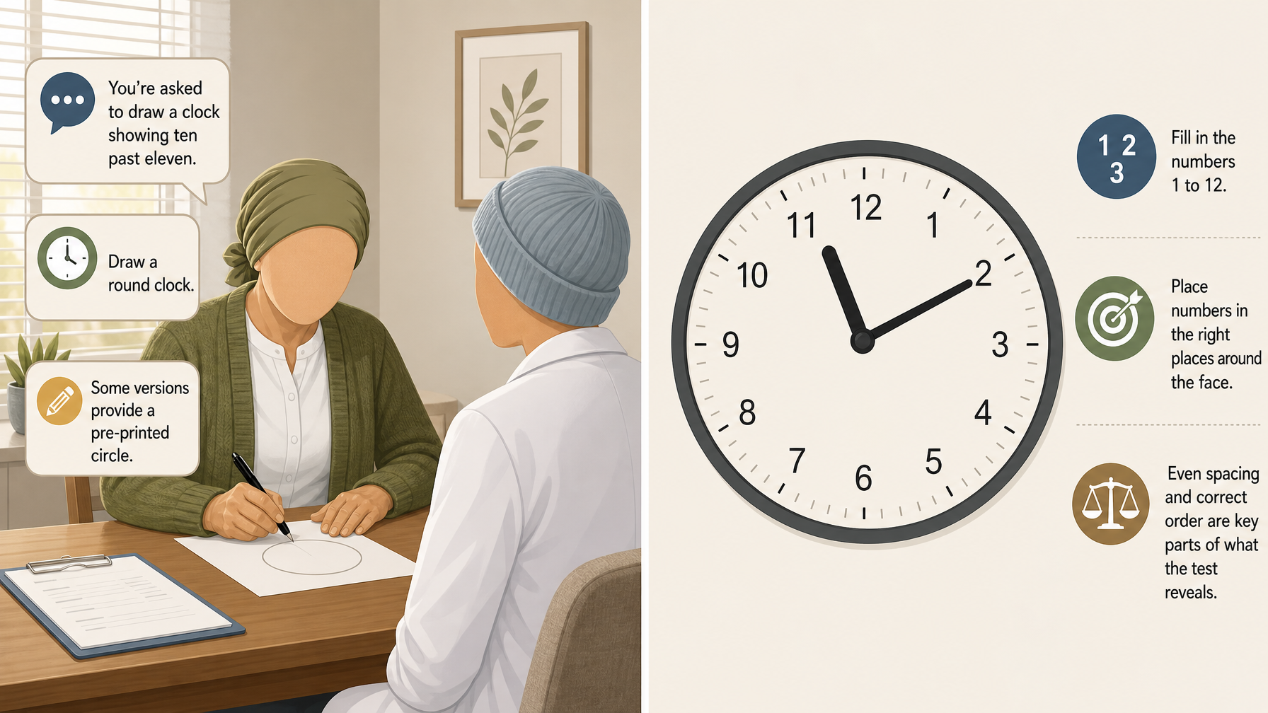 Illustration for The Clock Drawing Test for Dementia: How the test is done