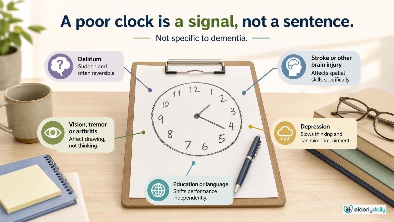 Illustration for The Clock Drawing Test for Dementia: What a poor result means — and what it doesn’t