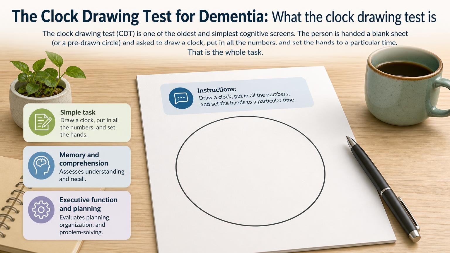 Illustration for The Clock Drawing Test for Dementia: What the clock drawing test is