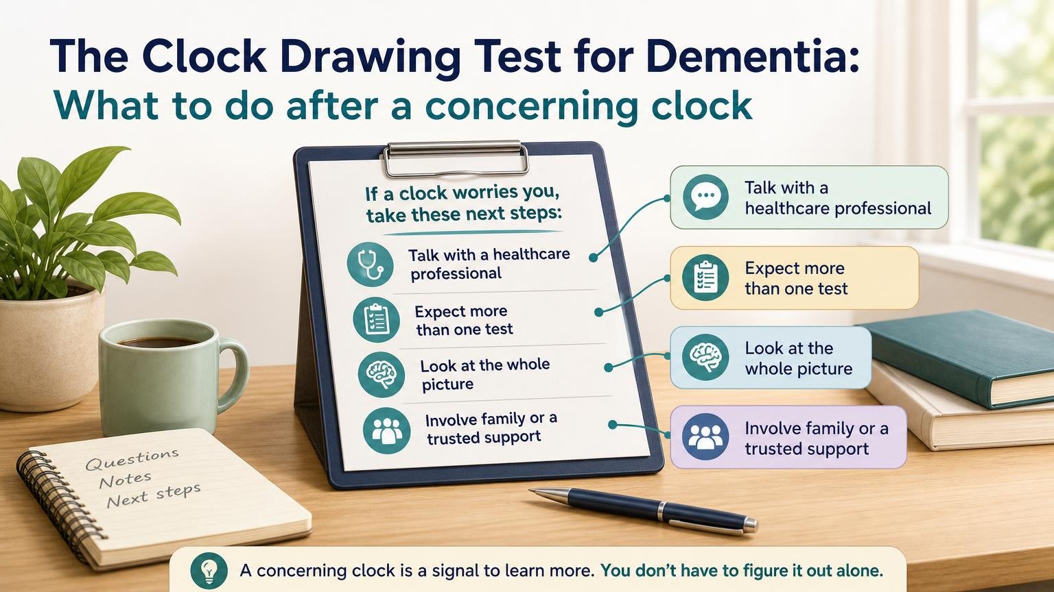 Illustration for The Clock Drawing Test for Dementia: What to do after a concerning clock