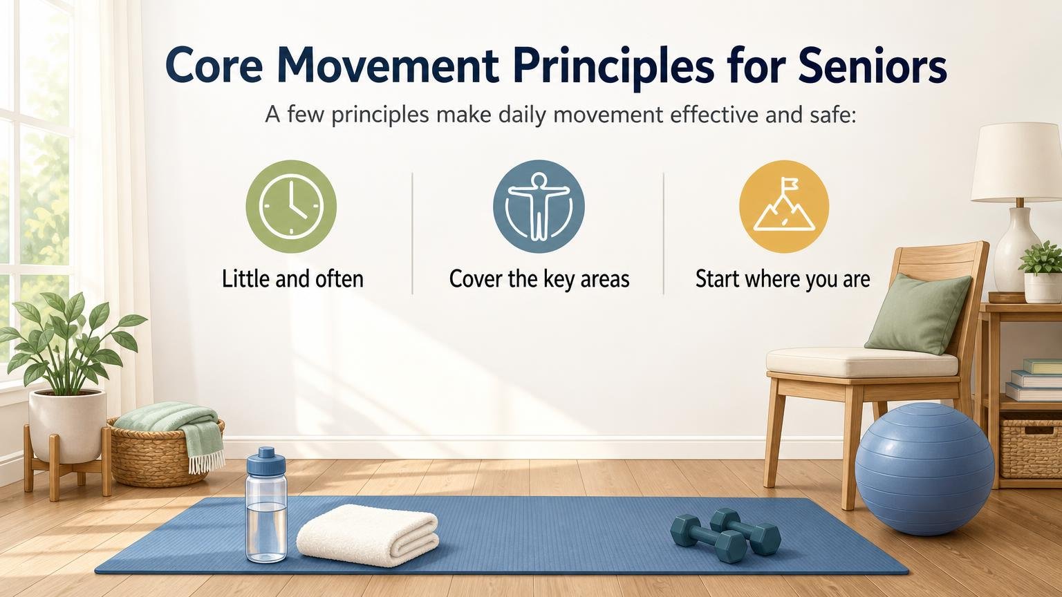 Illustration for A Daily Exercise and Movement Routine for Seniors: Core movement principles for seniors