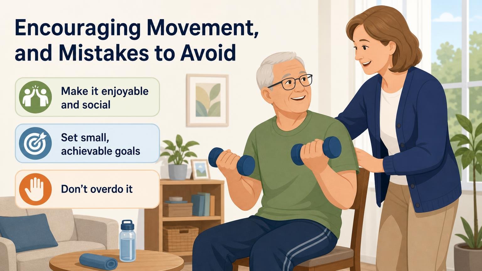 Illustration for A Daily Exercise and Movement Routine for Seniors: Encouraging movement, and mistakes to avoid