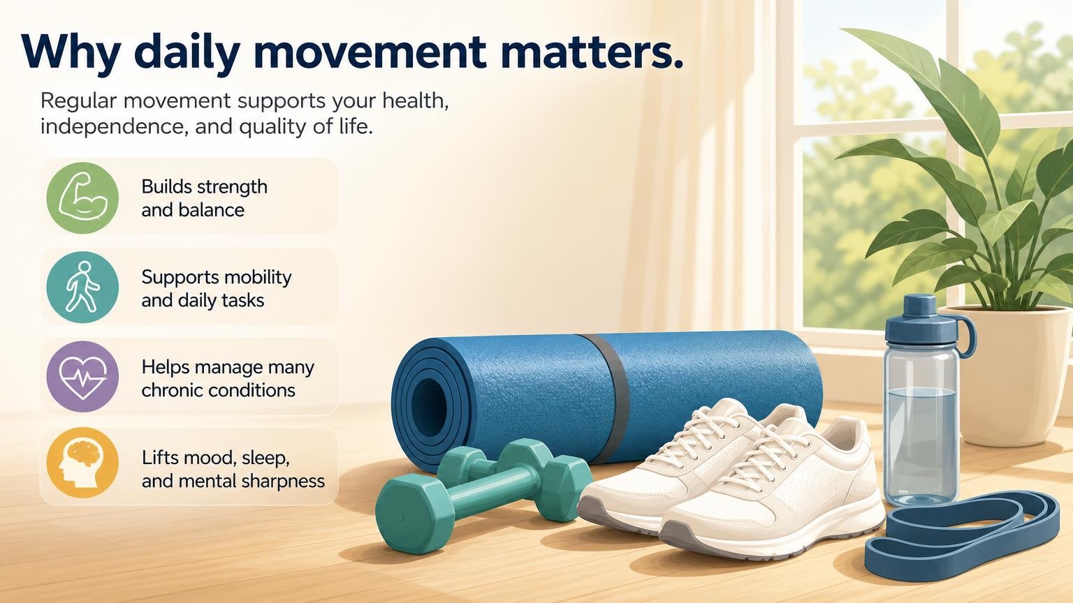 Illustration for A Daily Exercise and Movement Routine for Seniors: Why daily movement matters