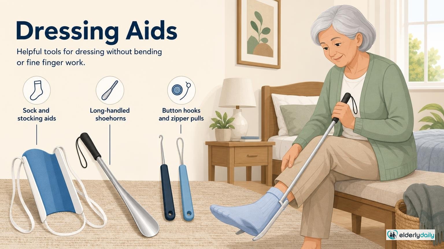 Illustration for Daily Living Aids for Seniors: A Caregiver Guide: Dressing aids