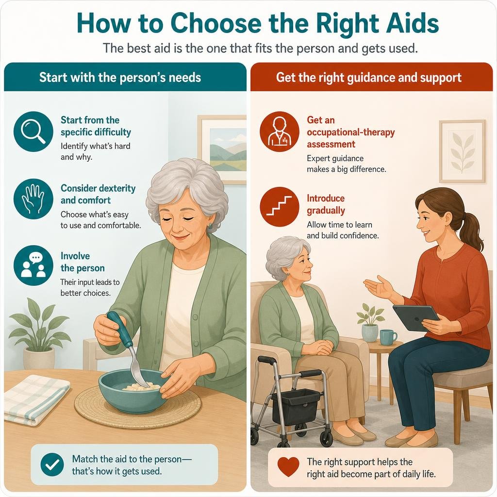 Illustration for Daily Living Aids for Seniors: A Caregiver Guide: How to choose the right aids