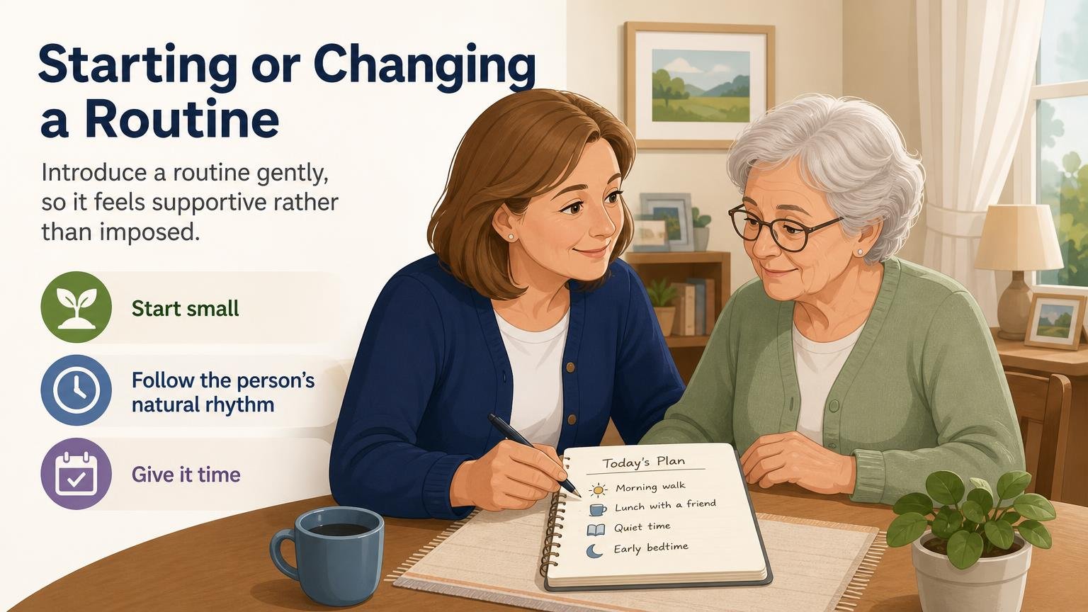 Illustration for A Daily Routine for Seniors: Structuring the Whole Day: Starting or changing a routine