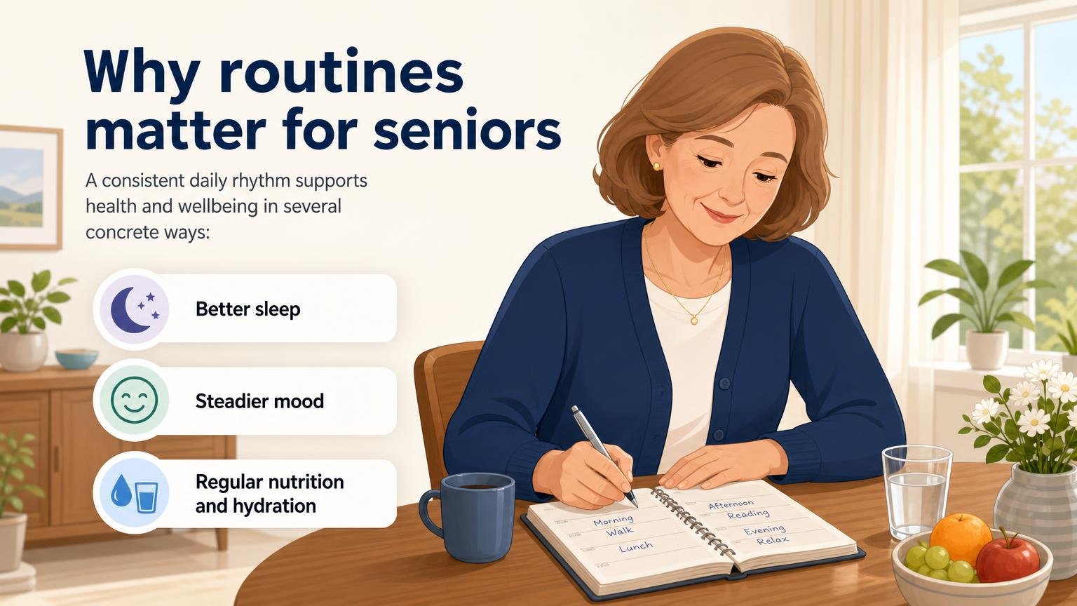 Illustration for A Daily Routine for Seniors: Structuring the Whole Day: Why routines matter for seniors