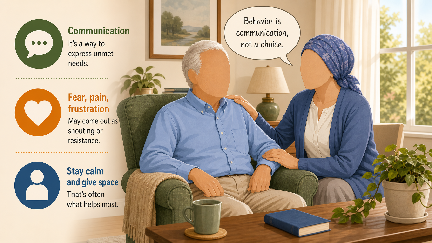 Illustration for Dementia Aggression: How to Handle It Safely: Understanding aggression differently