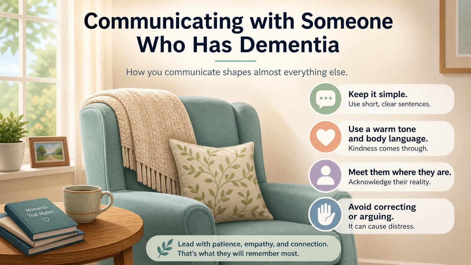 Illustration for Dementia Care at Home: A Complete Caregiver Guide: Communicating with someone who has dementia