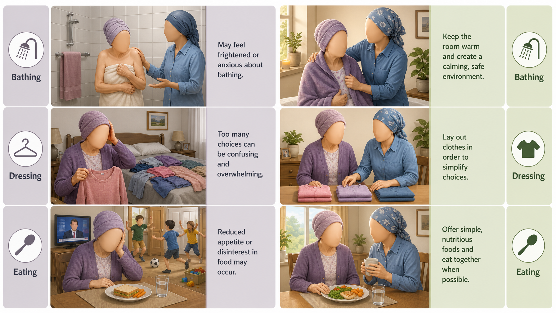 Illustration for Dementia Care at Home: A Complete Caregiver Guide: Daily care: bathing, dressing, eating