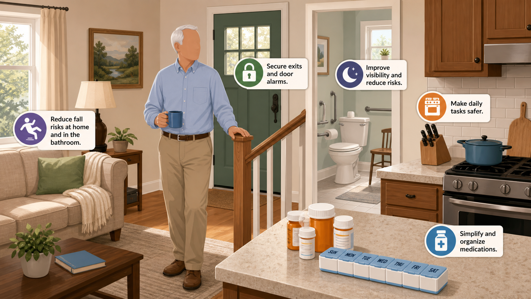 Illustration for Dementia Care at Home: A Complete Caregiver Guide: Making the home safe