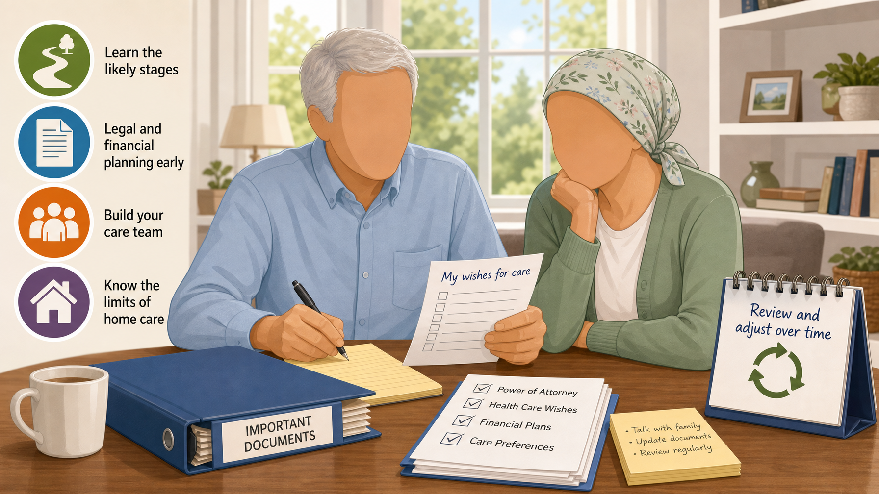 Illustration for Dementia Care at Home: A Complete Caregiver Guide: Planning for progression