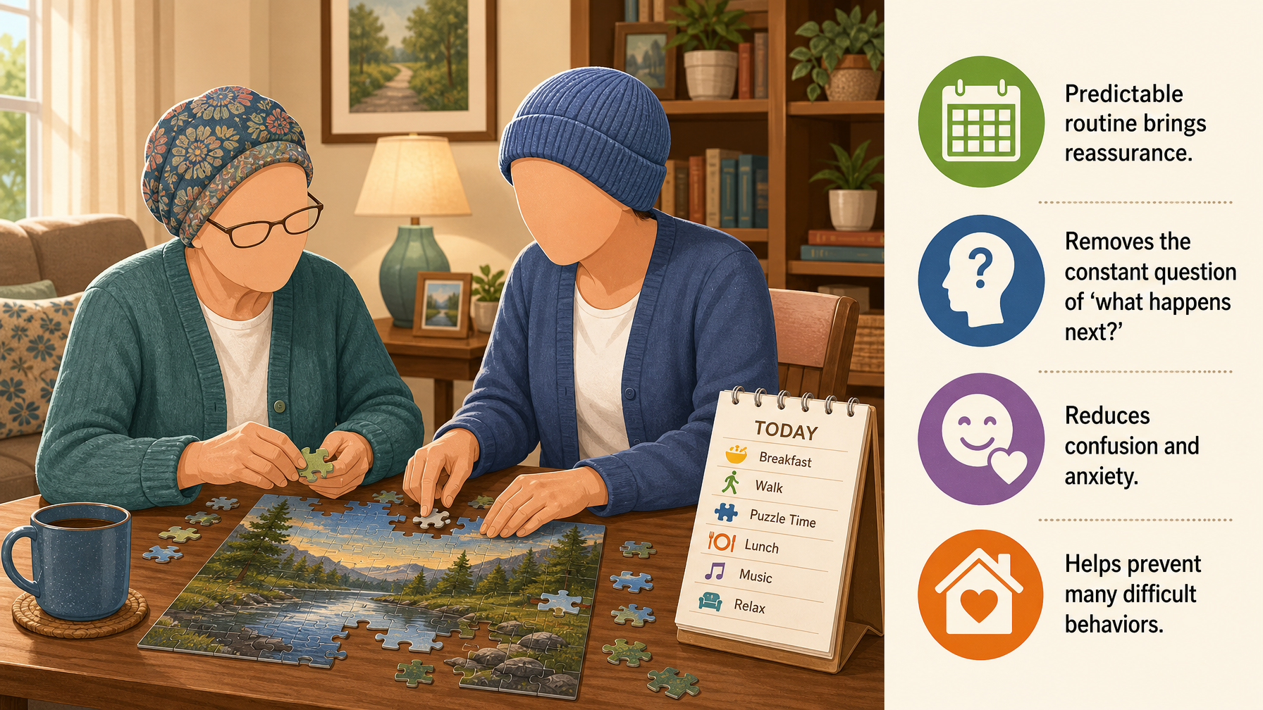 Illustration for Dementia Care at Home: A Complete Caregiver Guide: The power of routine