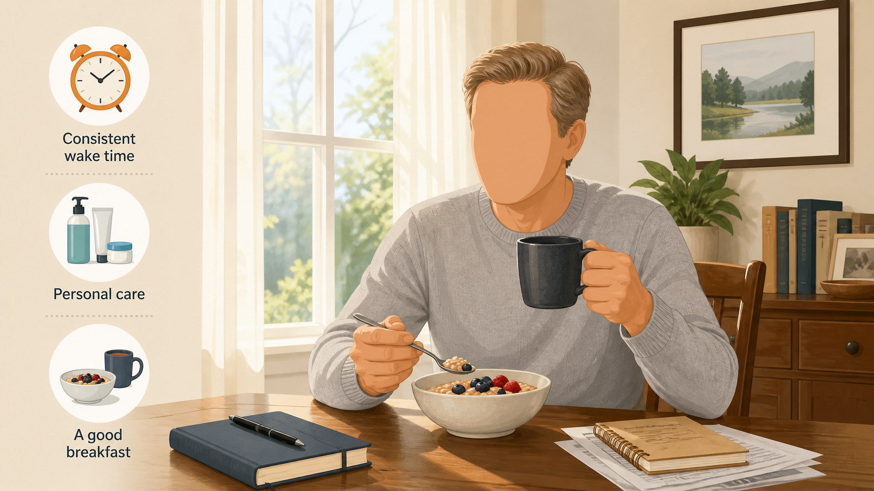 Illustration for A Dementia Daily Routine for Caregivers: A sample morning