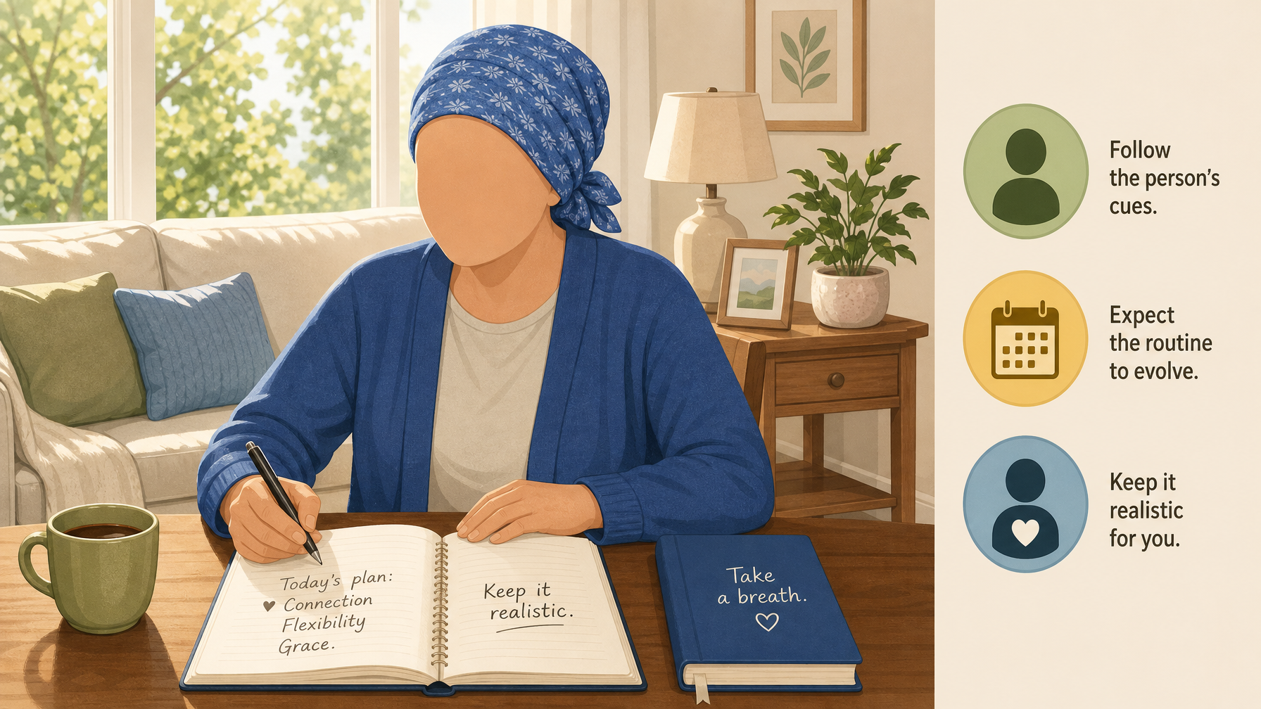 Illustration for A Dementia Daily Routine for Caregivers: Staying flexible (and sane)