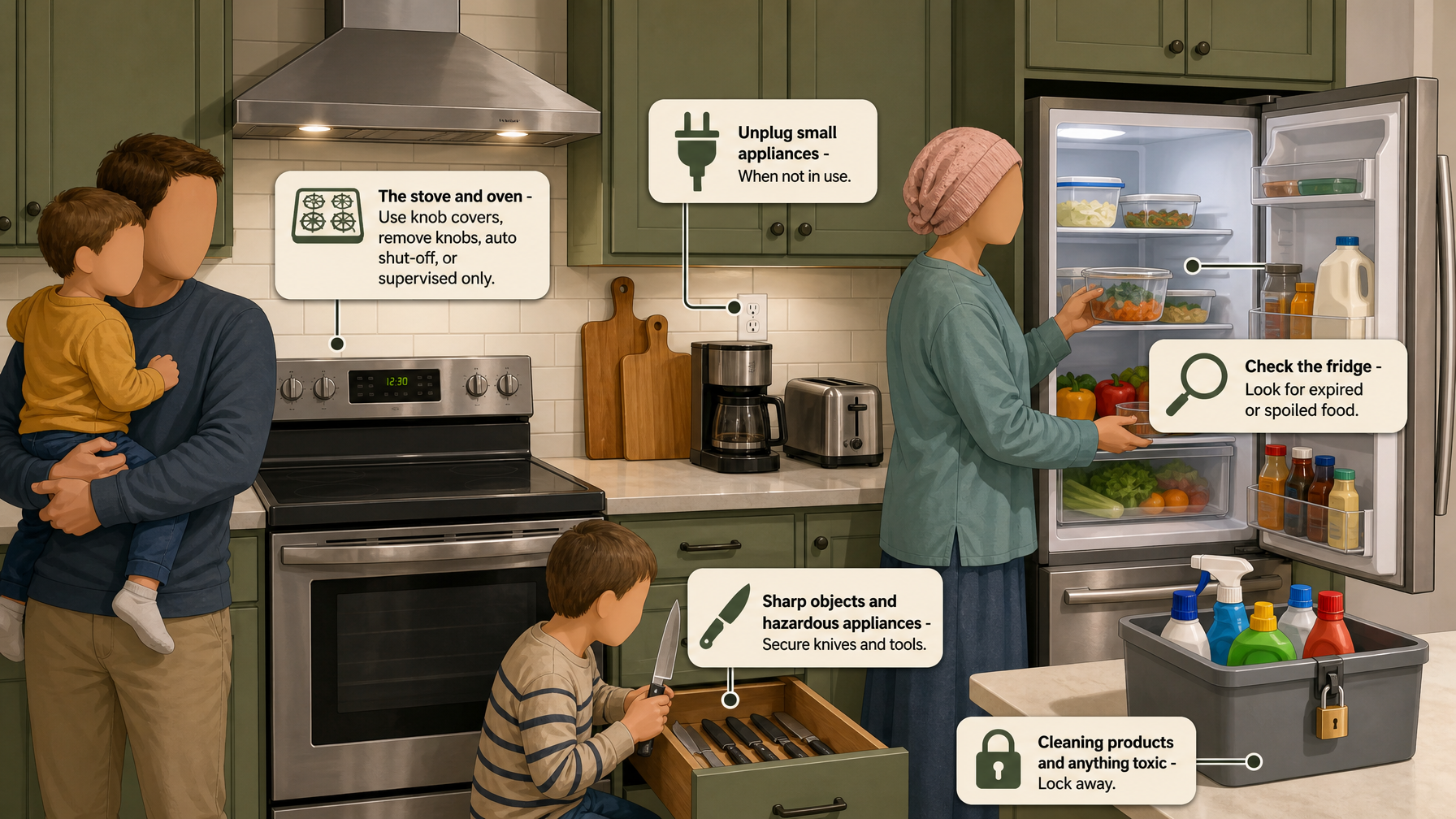 Illustration for Dementia Home Safety: A Room-by-Room Guide: The kitchen