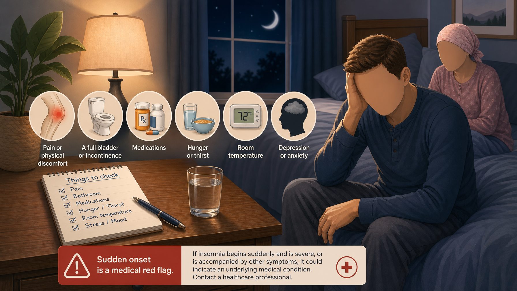 Illustration for Dementia and Sleep Problems: Causes and Solutions: Find and treat hidden causes