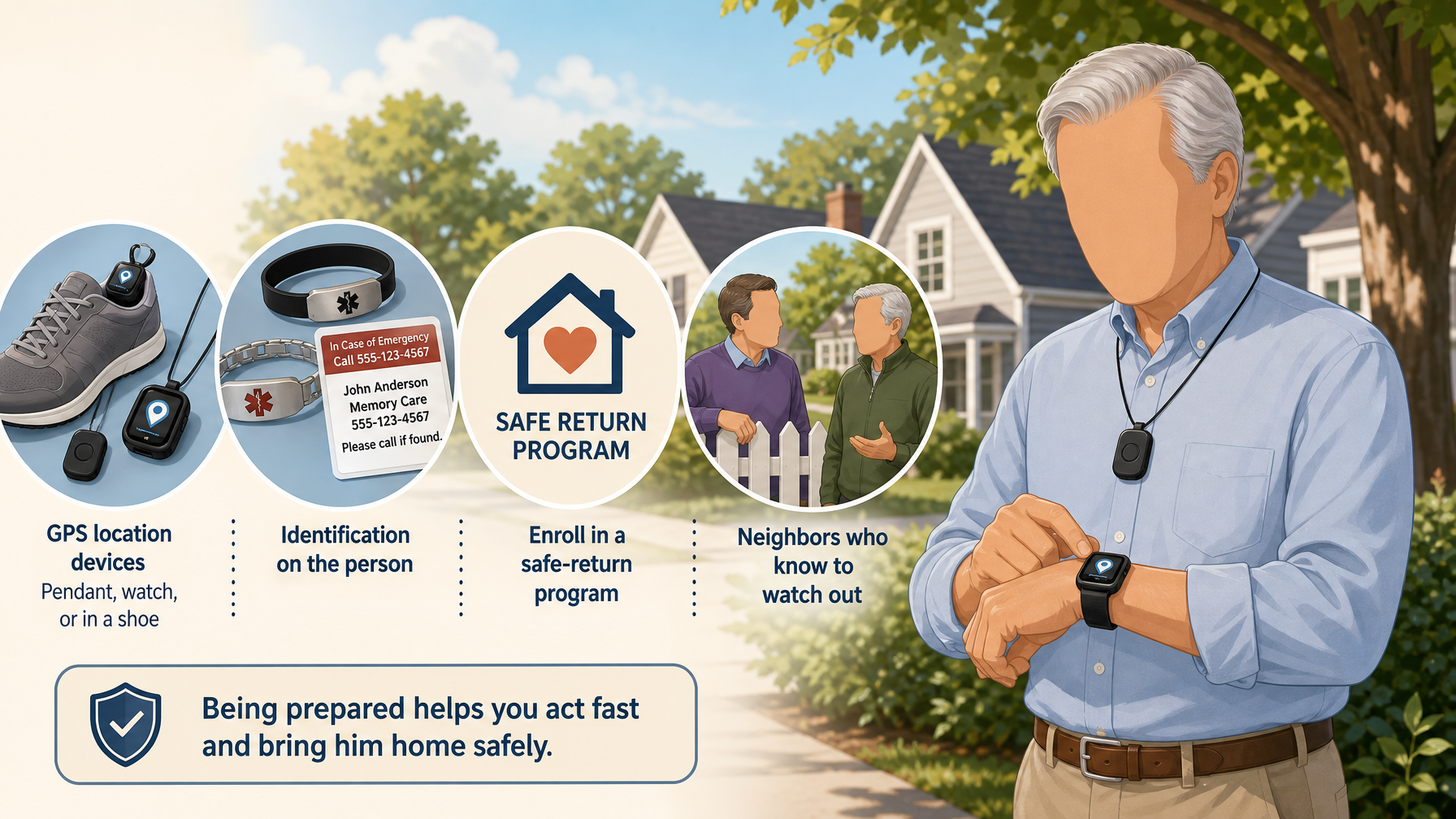 Illustration for Dementia Wandering: Why It Happens and How to Keep Them Safe: Technology and ID for locating
