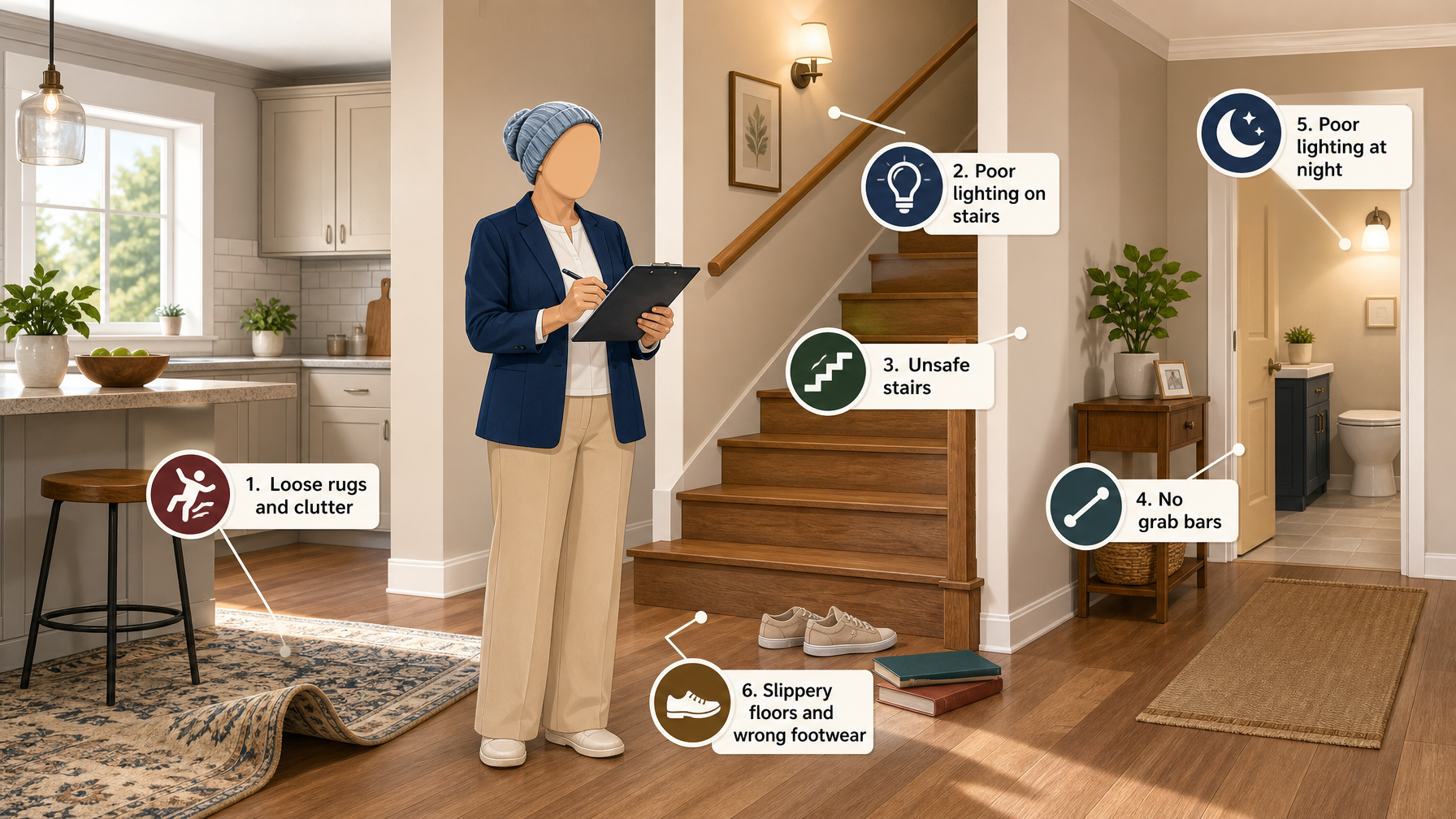 Illustration for Why Does My Elderly Parent Keep Falling? Causes and What to Do: Cause 4: Home hazards