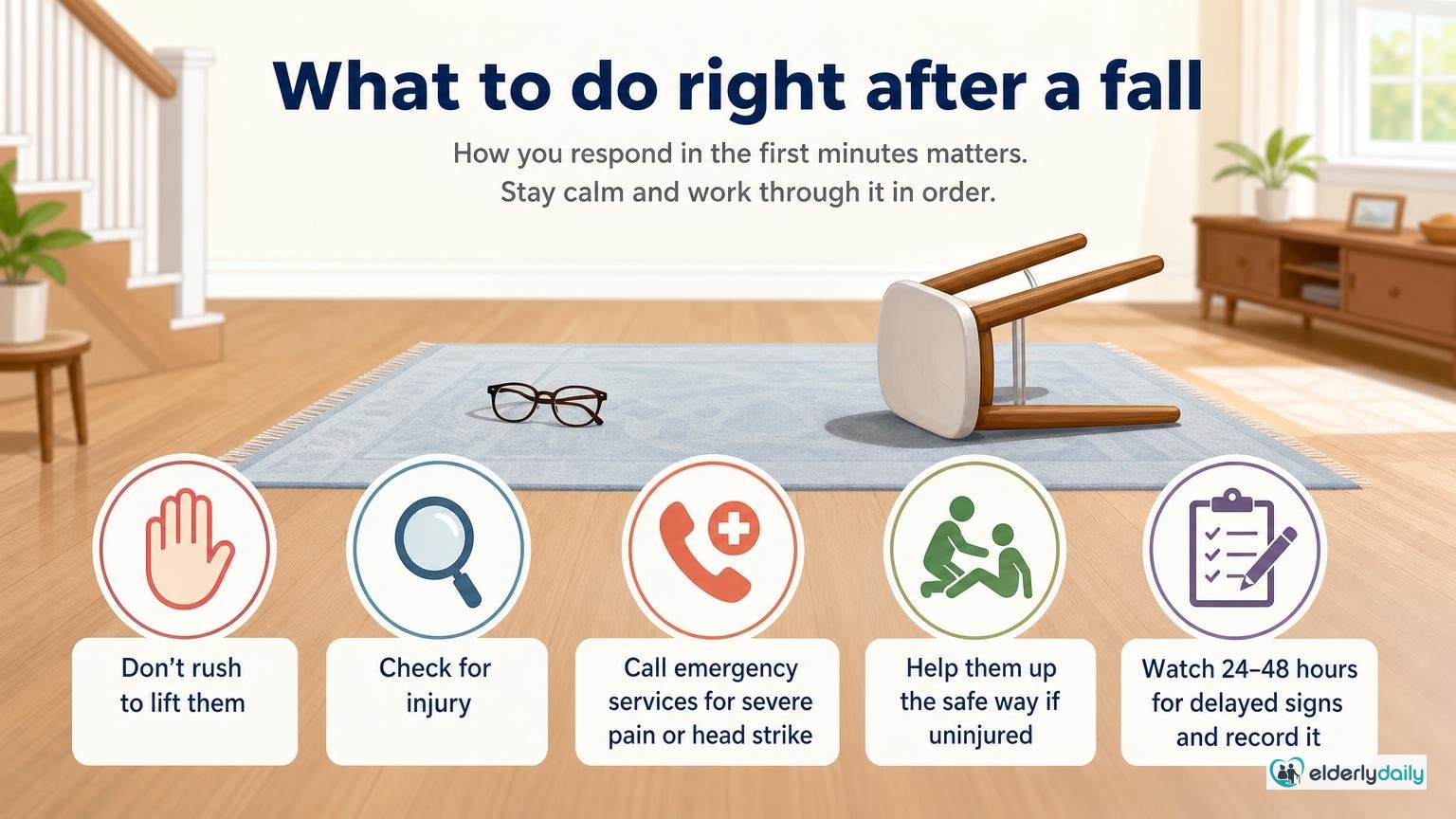 Illustration for Why Does My Elderly Parent Keep Falling? Causes and What to Do: What to do right after a fall