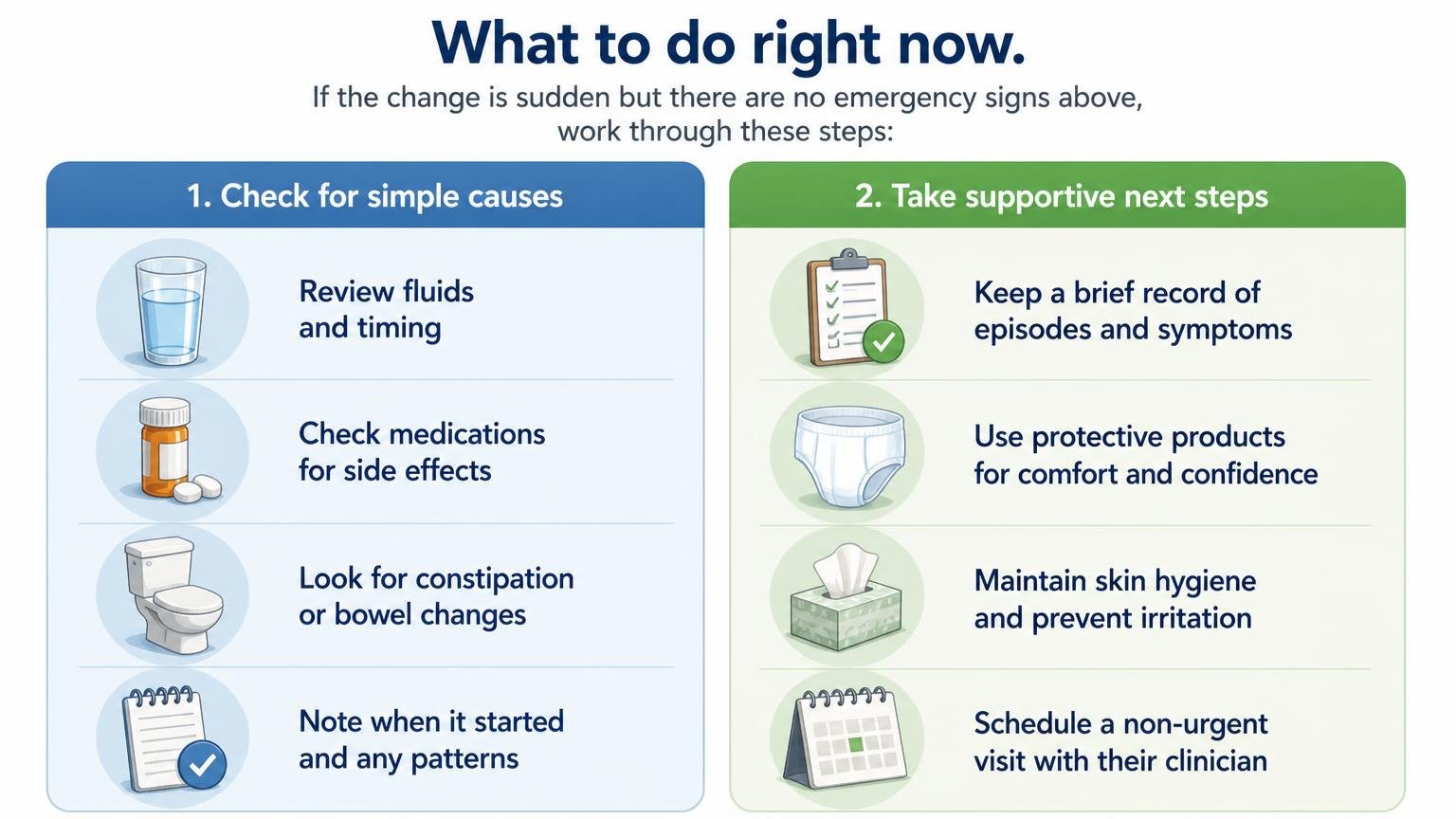 Illustration for Elderly Suddenly Incontinent: What It Means and What to Do: What to do right now