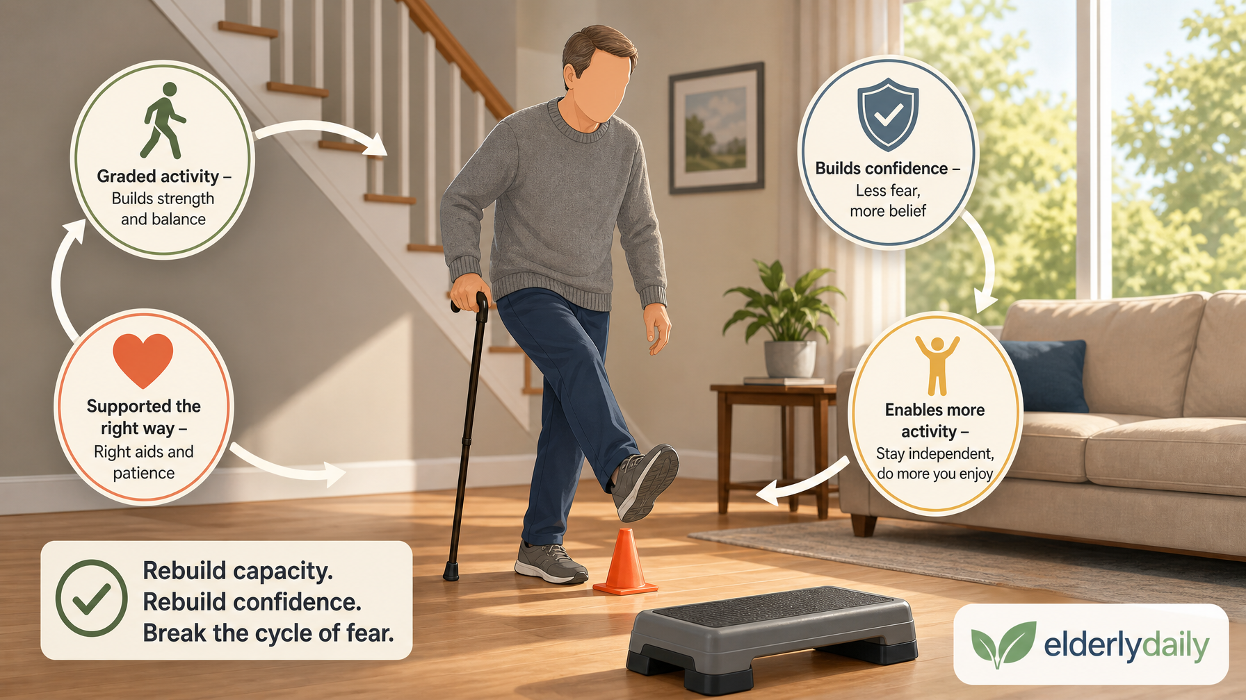 Illustration for Fear of Falling in the Elderly: Breaking the Cycle: Rebuilding confidence and capacity