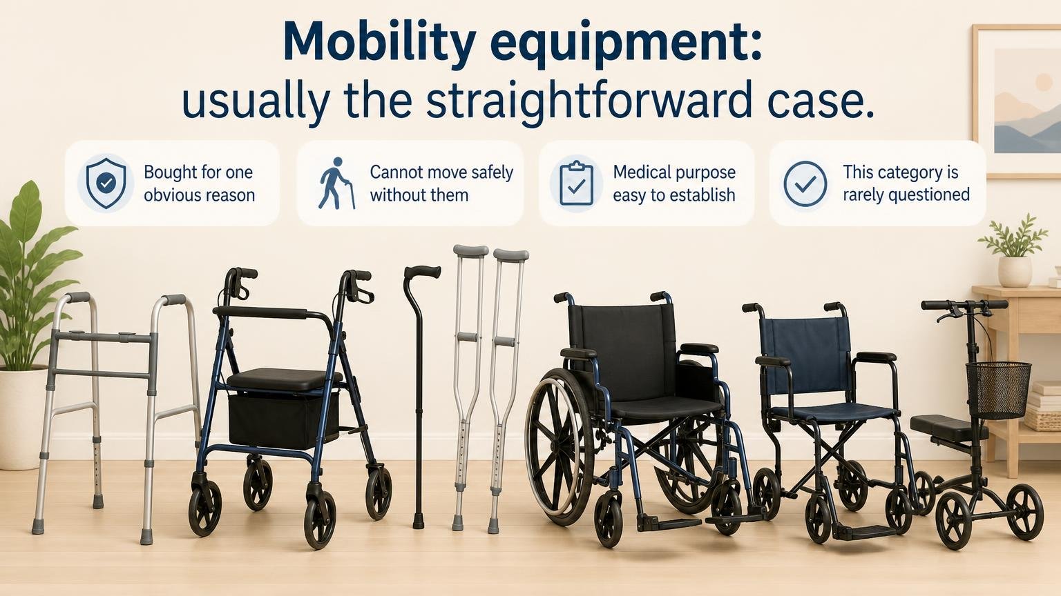 Illustration for Is a Walker or Wheelchair FSA/HSA Eligible?: Mobility equipment: usually the straightforward case