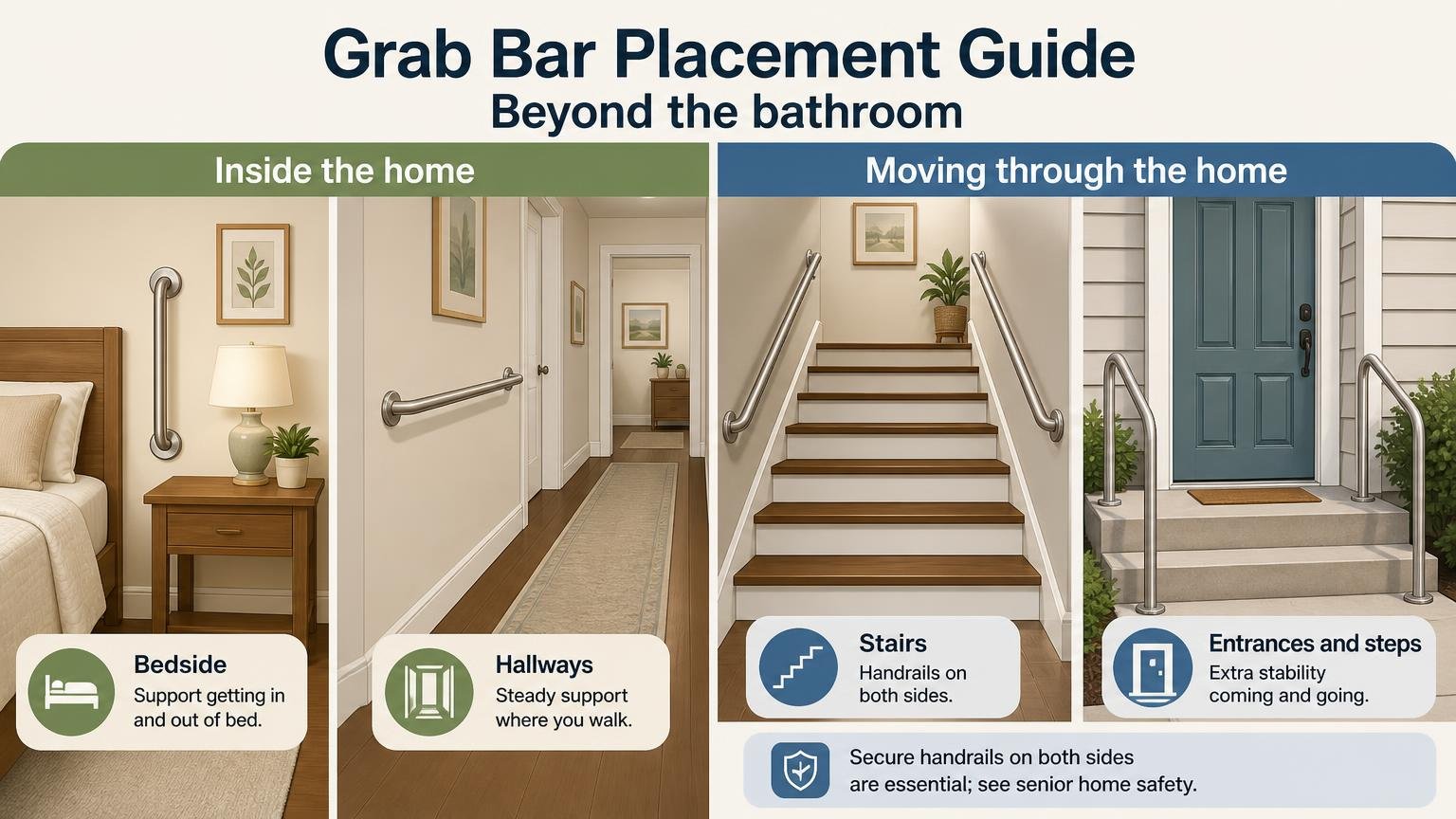 Illustration for Grab Bar Placement Guide: Where and How to Install Them: Beyond the bathroom