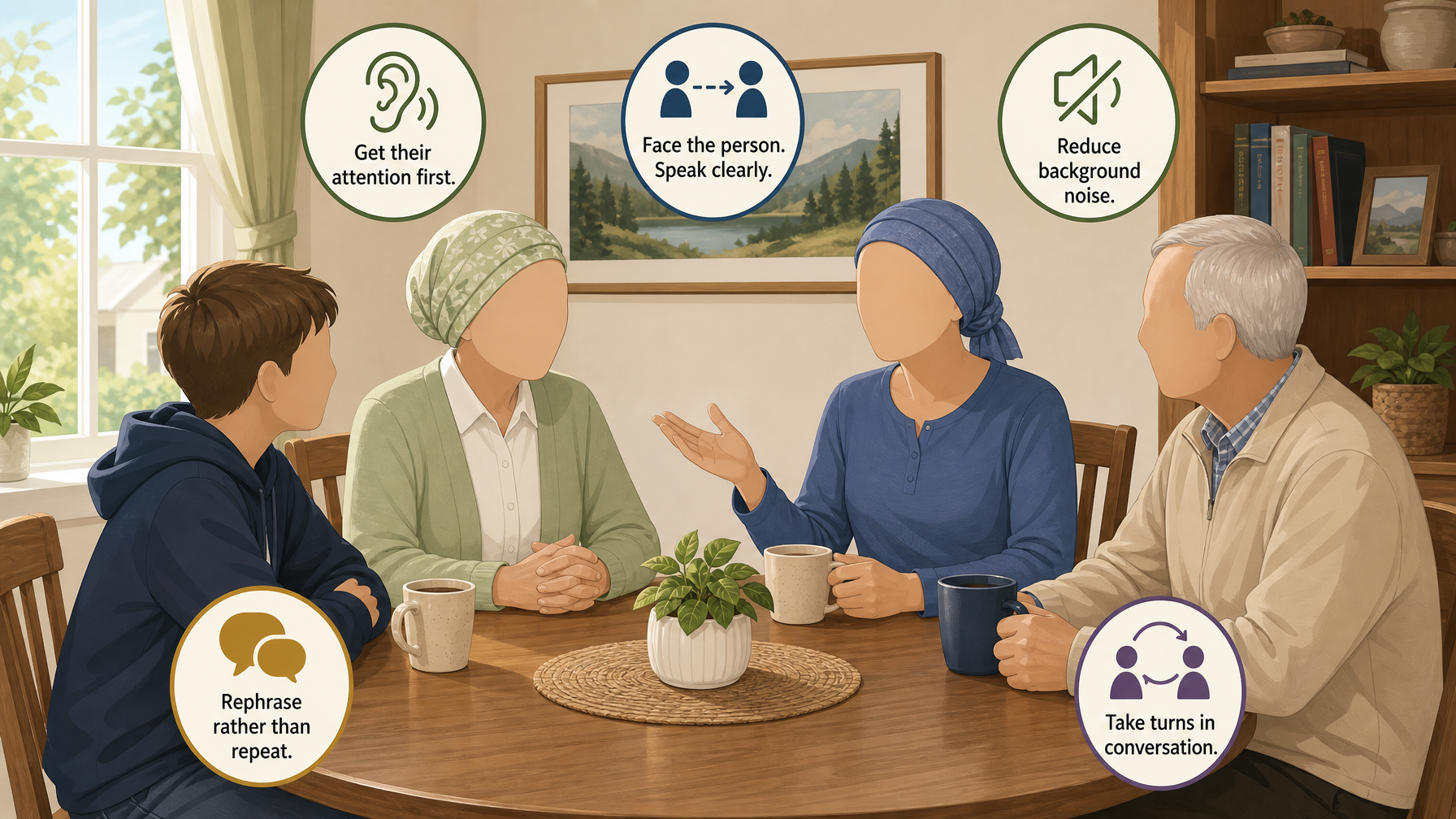Illustration for Hearing and Vision Support at Home for Seniors: Communicating with hearing loss