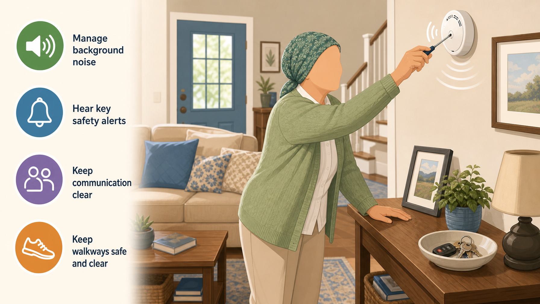 Illustration for Hearing Loss and Fall Risk: The Overlooked Connection: Everyday awareness and safety