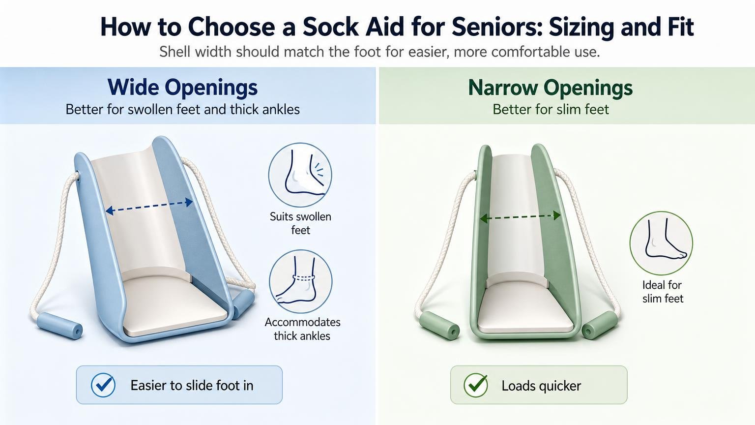 Illustration for How to Choose a Sock Aid for Seniors: Buying Guide: Sizing and fit