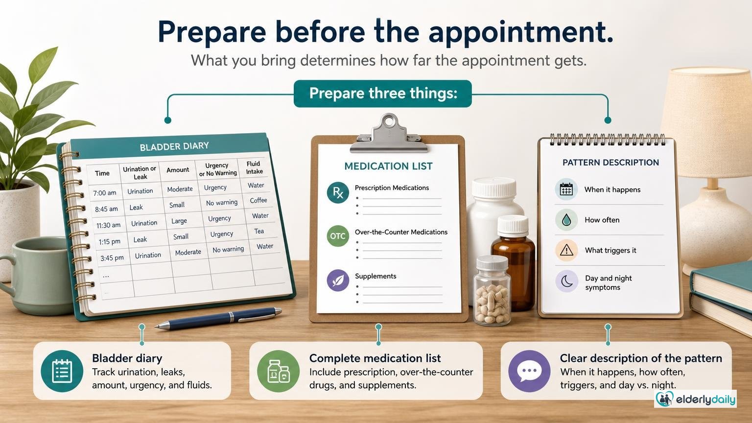 Illustration for How to Talk to a Doctor About Incontinence: Prepare before the appointment