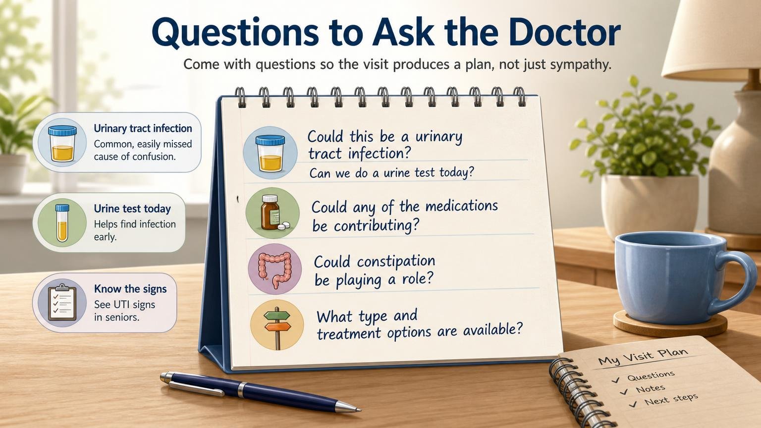 Illustration for How to Talk to a Doctor About Incontinence: Questions to ask the doctor