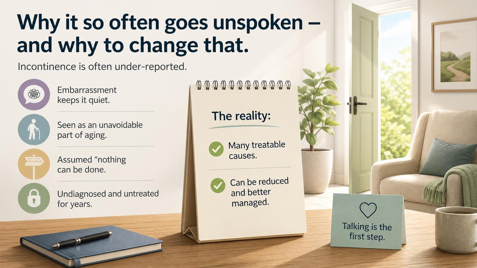 Illustration for How to Talk to a Doctor About Incontinence: Why it so often goes unspoken — and why to change that