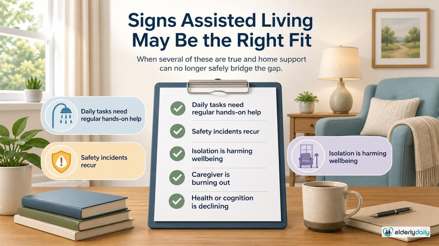 Illustration for How to Tell If a Parent Needs Assisted Living: Signs assisted living may be the right fit