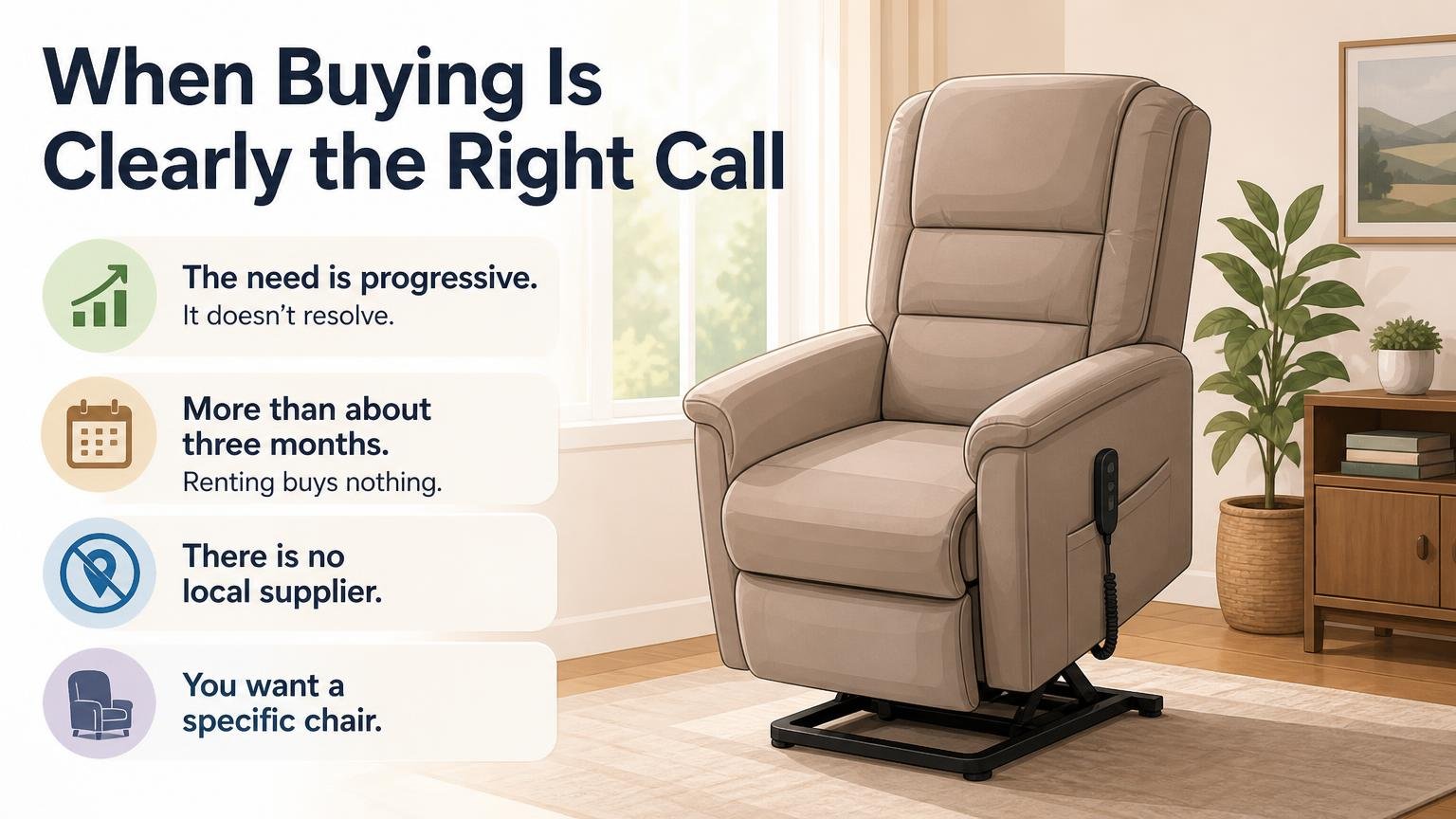 Illustration for Rent a Lift Chair or Buy One? Where the Break-Even Sits: When buying is clearly the right call